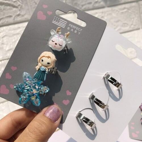 Disney baby girls princess toys ins girl cute cartoon ring children single elsa mermaid ring 3-piece set
