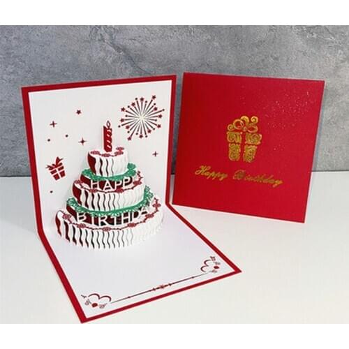 3D Pop-Up Birthday Card for Girl Kids Wife Husband Cake Greeting Card Postcards Gifts Card Party Supplies Birthday Present