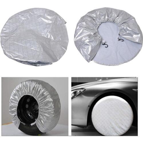 4PCS/Set Aluminum Foil Coated Car Tire Cover Waterproof Explosion Proof Wheel Sticker Auto Tyre Accessories for RV Truck Trailer