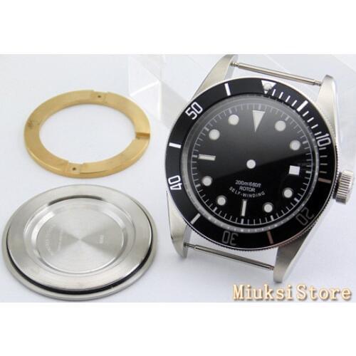 41mm black bezel sapphire glass watch case with dial suitable for miyota 8205/8215/821A ETA 2836 mingzhu 2813/3804 movement