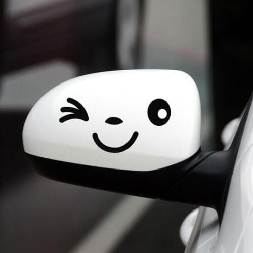 50pair/lot Motorcycle sticker Cute Car Styling Smile Face 3D Decal Black Sticker for Auto Car Side Mirror L+R Rearview