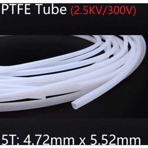 5T 4.72mm x 5.52mm PTFE Tube F46 Insulated Capillary Heat Protector Transmit Hose Rigid Temperature Corrosion Resistance 300V