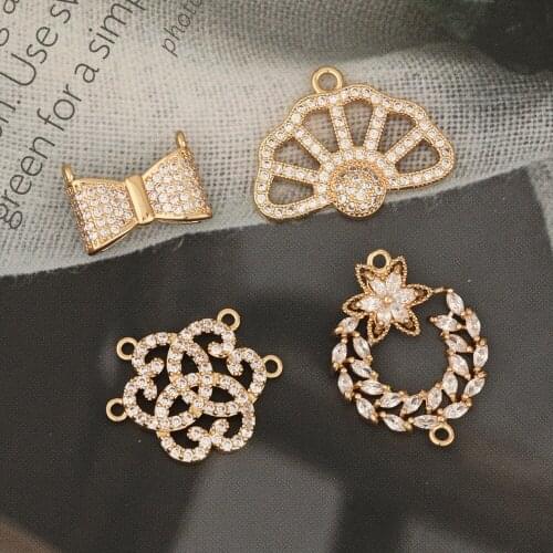 HAOSAW 2Pcs Jewelry Accessories/Connector/CZ Charms/Earrings Pendants/DIY Making/Hand Made/Jewelry Findings & Components