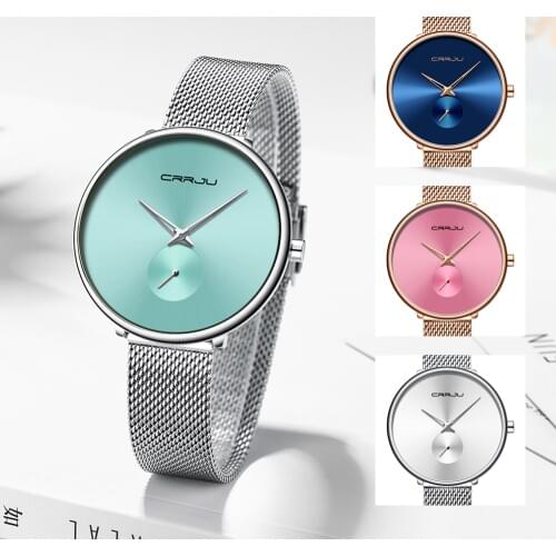 New CRRJU Rose Gold Women Watch Business Quartz Watch Ladies Top Brand Luxury Female Wrist Watch Girls Clock Relogio Feminin