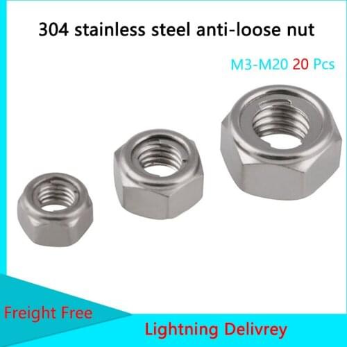 GB6184 Authentic 304 Stainless Steel Metal Locking Metal Self-locking Nut, Anti-loose Nut M3-M20 2PCS