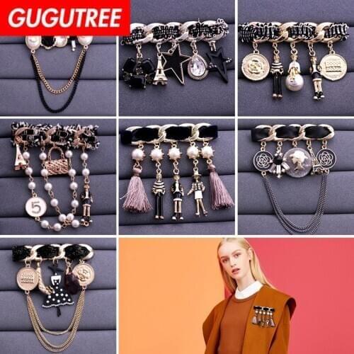 GUGUTREE brooch breastpin flower star boy girl patches metal patches badges applique patches for clothing HH-6