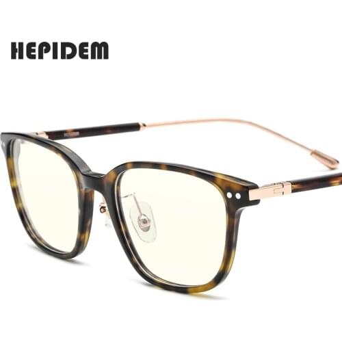 HEPIDEM Acetate Blue Light Blocking Glasses Men Retro Vintage Round Anti UV Rays Computer Gaming Eyeglasses 2020 Women 9132AB
