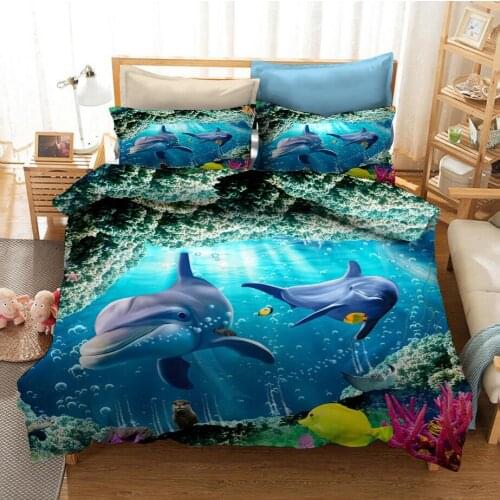 Underwater Whale Shark Printted Bedding Sets 3D Blue Luxury Duvet Cover Pillowcases Bedclothes Twin Full King Queen Sizes Decor