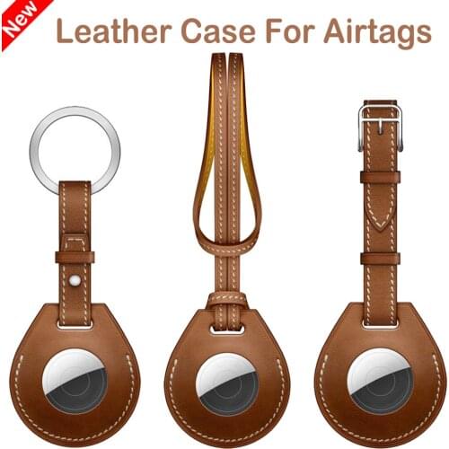 Leather Case For Apple Airtags Protective Cover For Apple Locator Tracker Anti-Lost Device Keychain Luggage Tag Protect Sleeve