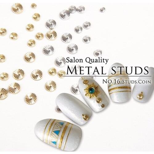 20Pcs/Lot Japan 3/4mm Gold Thread Round Rivets Studs 3D DIY Metal Alloy Nail Art Deco Nail Stickers/Charms/ Tools for Manicure