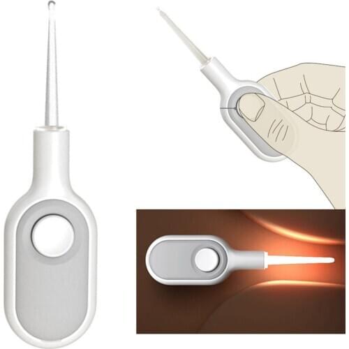 LED Flash Curette Earpick Ear Wax Pick Remover Tool, One Button Lighting, Visible and Clear View, Safety Ear Care