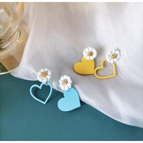 Mihan S925 needle Sweet Jewelry Flower Heart Earrings Pretty Design Sweet Temperament Asymmetrical Drop Earrings For Women Gifts