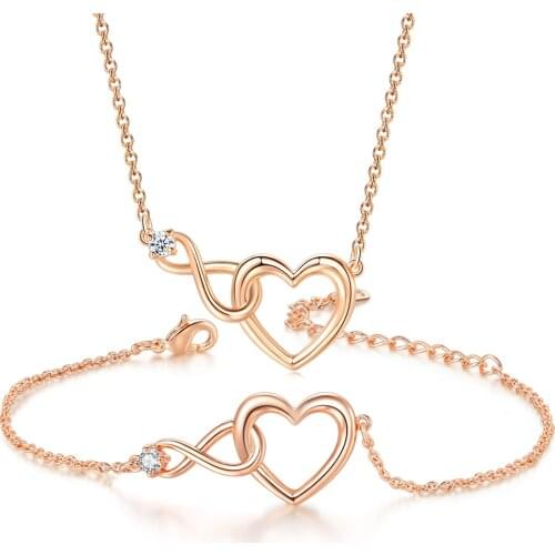 Cute Heart Charms Jewelry Set For Women Korean Style Collar Choker Chain Necklaces Bracelet Best Gift For Friends Jewellry S564