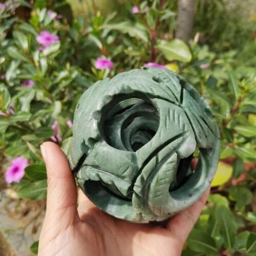 Natural Jasper carved hollowed out ball Rock crystal ornament