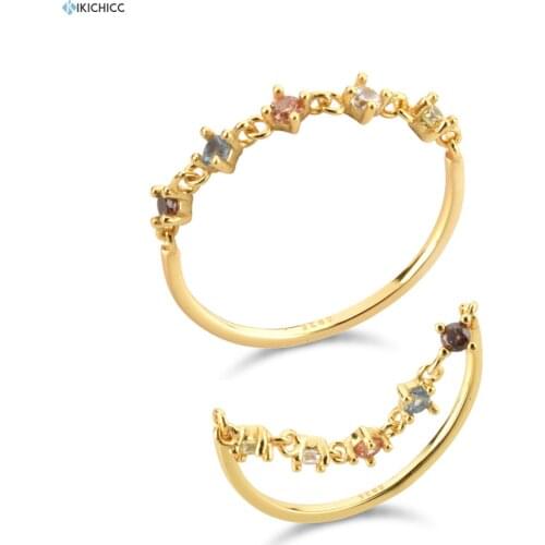 KIKICHICC New 925 Sterling Silver Gold Zircon CZ Chain Size Rings Women Luxury Jewelry 2021 Women Wedding Jewelry New Tiny Party