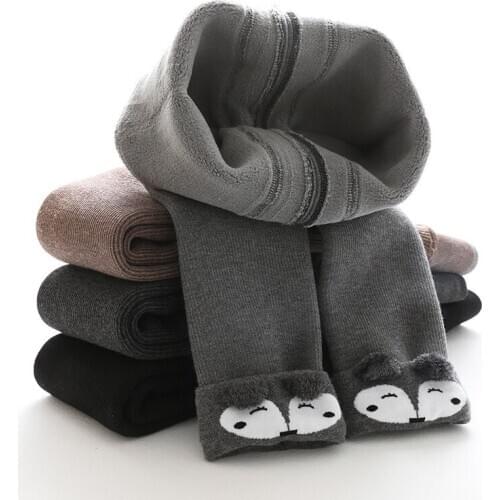 Toddler Girls Clothes Autumn Winter New Baby Leggings Cartoon Velvet Thicken Warm Outwear Elastic Trousers Cotton Kids 1-4Y