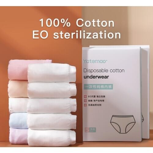 YATEMAO 10pcs/lot Disposible Panties Once Use Women Travel Printed Panties Pregnant Underwear Postpartum Cotton Underwear
