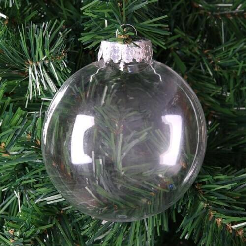Pet Plastic Christmas Decoration Flat Ball Transparent Christmas Flat Ball Pendant Home Decoration Children Gift