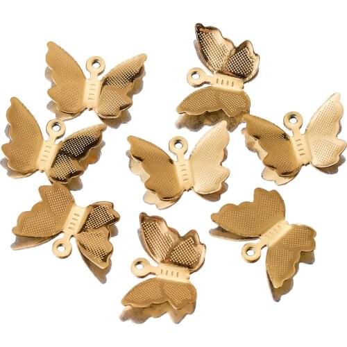 20pcs Stainless Steel Charms for Jewelry Making Gold Butterfly Charm Pendants for Connection DIY Necklace Bracelet Wholesale