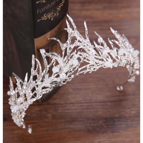Luxury Silver Plated Crystal Wedding Queen Crown Hair Jewelry Rhinestones Tiaras Hairwear for Bride Hairband Wedding Accessories