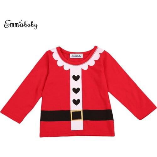Toddler Kids Baby Boy Girl Xmas Santa Costume T-shirt Clothes Tops Tees Chirtsmas Clothing