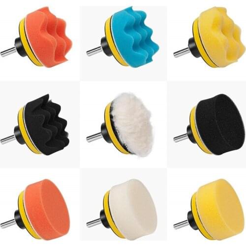 11Pcs/Set 3 Inch Car Throw Disc Self - Adhesive Polishing Waxed Sponge Wool Wheel Polishing Pad for Car Polisher Drill Adapter