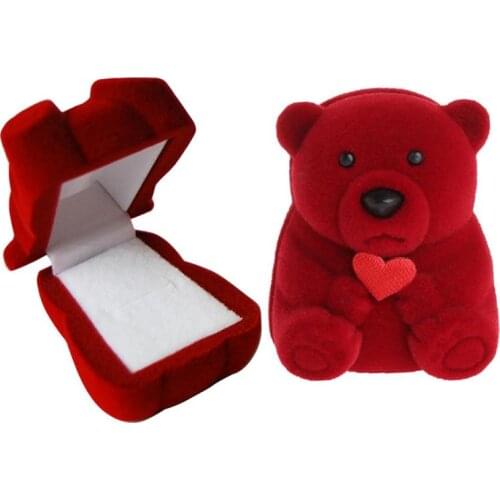 Cute Bear Jewelry Box Gift Box Ring Earring Pendant Necklace Decoration Box Wedding Holiday Supplies Childrens Gift Storage Box