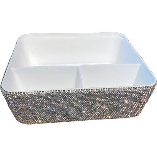 Glittering diamond jewelry collection box multifunctional makeup organizer living room mask large capacity storage organizer