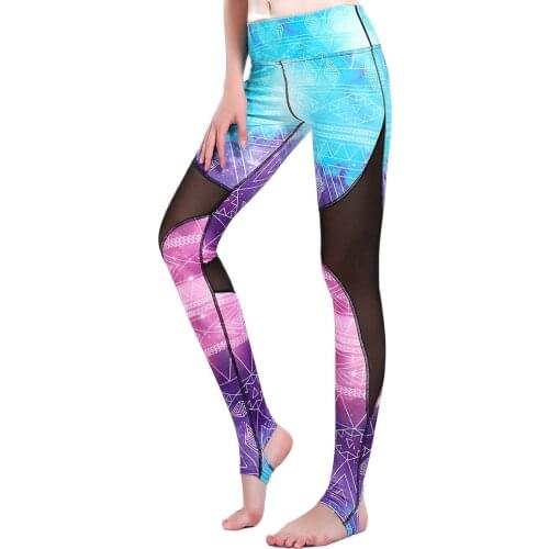 New Blue Purple Gradient Womens Yoga Pants S To 3xl Yoga Running Bodybuilding Spiced Step-foot Workout Pants 3 Patterns