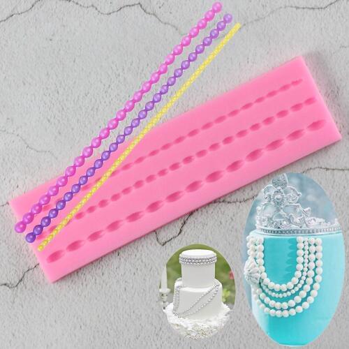 Silicone Pearl Zipper Cake Pearl Sugar Paste Bead Chocloate Mold Bead Chain Silicone Fondant Mould Clay Border Craft Mould