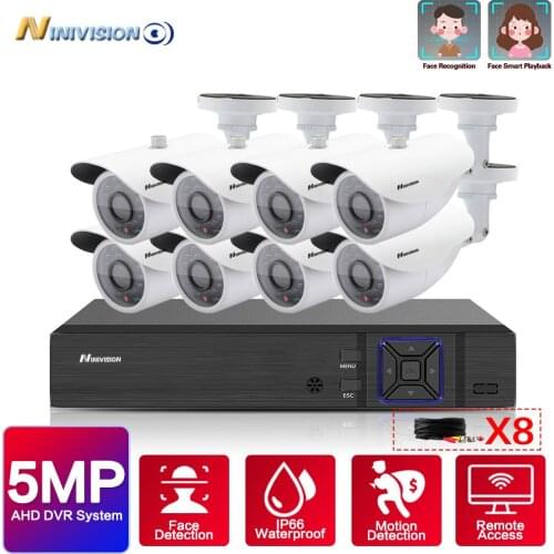 8CH 5MP HD CCTV Camera System AHD DVR Kit 8PCS 5MP IR Night Outdoor Security Camera P2P Video Surveillance Kit 2TB HDD