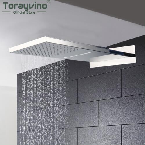Torayvino Luxury Bathroom Shower Head Rainfall Faucets Stainless Steel Shower Faucet Wall Mounted Mixer Water Tap