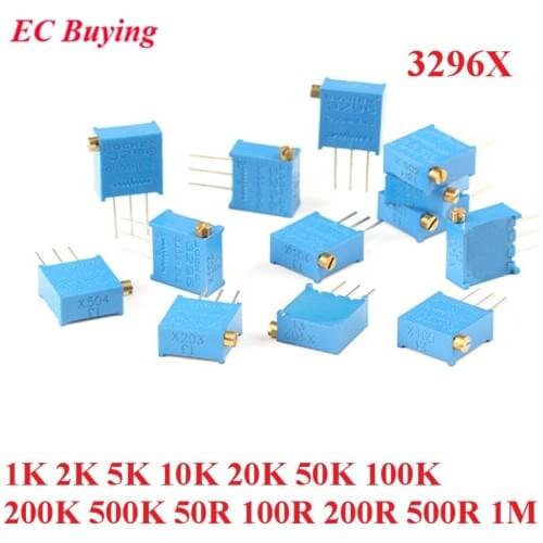 10pcs 3296 3296X Trimpot Trimmer Potentiometer Adjustable Resistance 1K 2K 5K 10K 20K 50K 100K 200K 500K 50R 100R 200R 500R 1M
