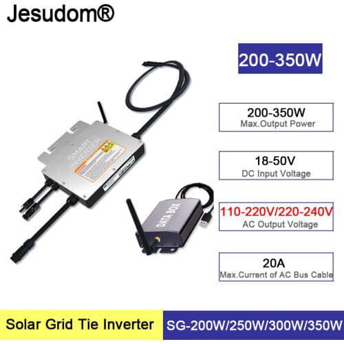 PV Smart Micro Inverter 200W 250W 300W 350W Input 18-50VDC to 100V-240VAC MPPT Grid Connected with 2.4G Monitoring Collector