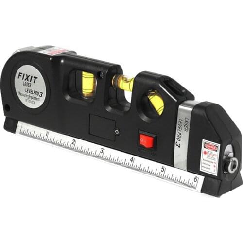 High-precision Laser Level Horizon Vertical Measure Aligner Standard and Metric Rulers Multipurpose Measure Level Laser Black