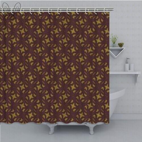 Golden Pattern Bathroom Curtain Brown Waterproof Shower Curtain Polyester Fabric Bath Curtain Bathing Cover Shower Sets