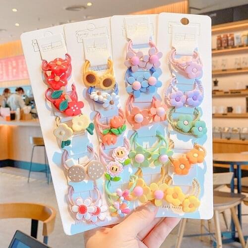 10/20 Pcs/Bag Children Cute Cartoon Shiny Flower Hair Bands Girls Baby Lovely Scrunchies Rubber Bands Kids Hiar Accessories