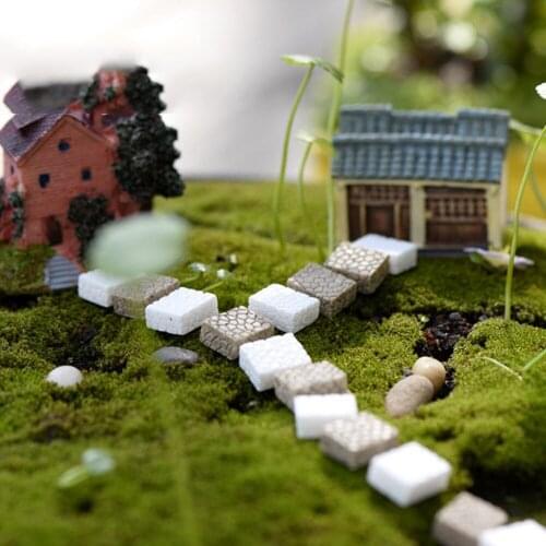 10 Pcs Square Stepping Stone Miniature Stair Figurine Mini Fairy Garden Accessories Micro Landscape Decor Resin Craft