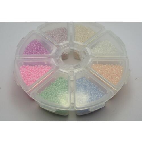 100gram (18000pcs) Ceylon Glass Seed Beads 1.5mm (12/0) + Storage Box