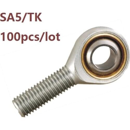 100pcs/lot SA5/TK (d=5mm) Outer male Rod End Joint Bearing Internal Thread Metric Female Right /Left Hand Fish Eye