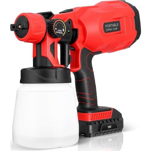 18V 800ML Cordless Eletric Spray Gun 1.8MM Nozzle Electric Airbrush Paint Sprayer for Car/Wall Painting with Battery & Charger