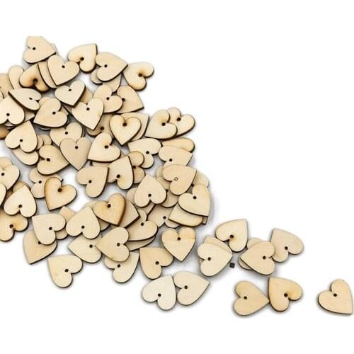 200pcs 10mm Wooden Love Hearts Embellishments Wood Slices Confetti DIY Craft Wedding Gift Favors Table Scatter Party Decor
