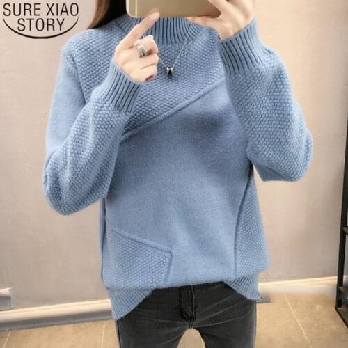 2021 Korean Thicken Winter Sweaters Women Long Sleeve Knitted Sweater Turtleneck Fashion Solid Pullover Winter Clothes 10808