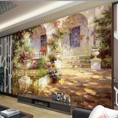 3d wallpapers Mediterranean landscape wallpapers oil painting background wall painting 3d murals wallpaper for living room