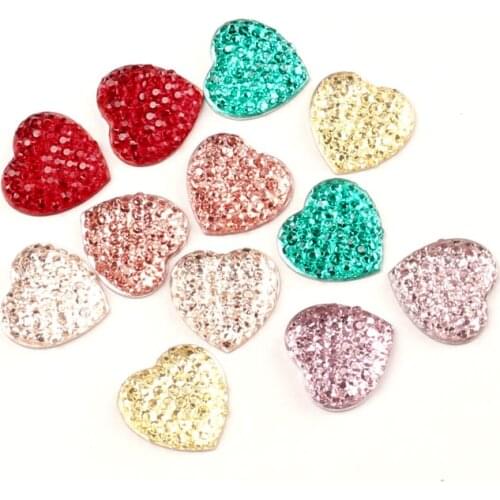 50Pcs Mixed Heart Resin Decoration Crafts Beads Flatback Cabochon Scrapbook DIY Embellishments Accessories Buttons