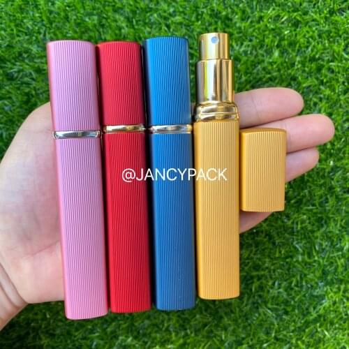 7 color Metal Case Glass Tank Perfume Bottle Square Aluminum Spray Atomizer Portable Cosmetic Container 12ml For Travel