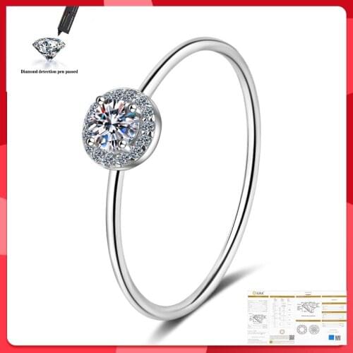 925 Sterling Silver Ring for Women 0.2ct Test Past D Moissanite Diamond Solitaire Ring Wedding Band Engagement Bridal