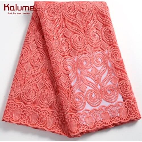 Kalume African Lace Fabric Sequins French Net Milk Silk Lace Fabric High Quality Nigerian Tulle Lace Fabric For Wedding Sew 2252