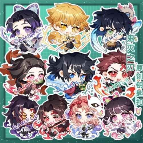 Anime Demon Slayer Keychain Accessories Kamado Tanjirou Kamado Nezuko Kochou Shinobu Key Chain Pendant Cartoon Badge