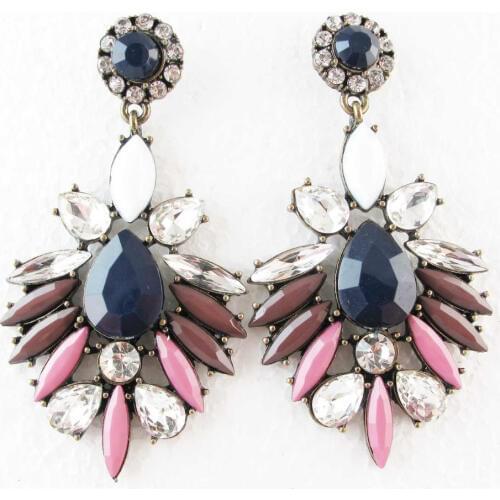 Design Lady Bib Statement clear crystal long Ear Studs glod filled earring hot e182